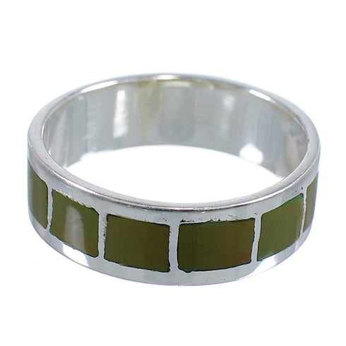 Sterling Silver And Turquoise Inlay Jewelry Ring Size 7-3/4 VX58425